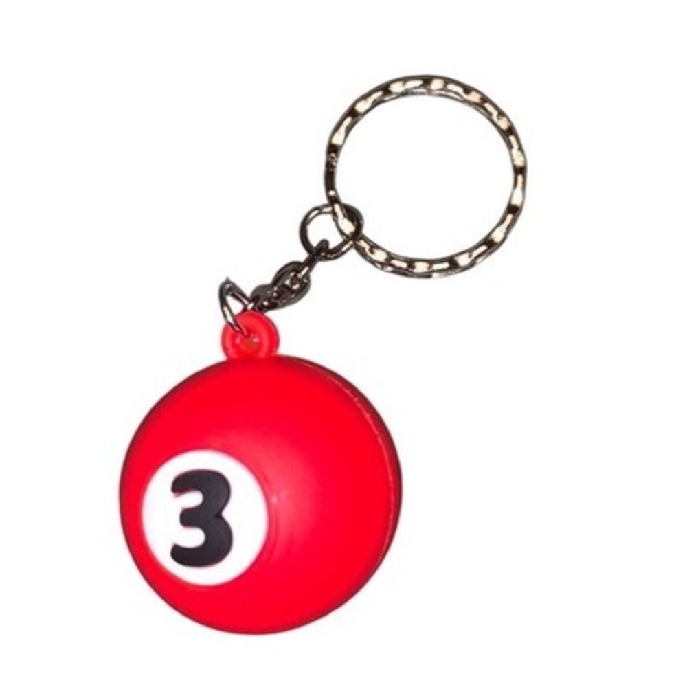 3 Ball‎ Keychain Billiards Pool Keyring Novelty Key Chain Accessory Red